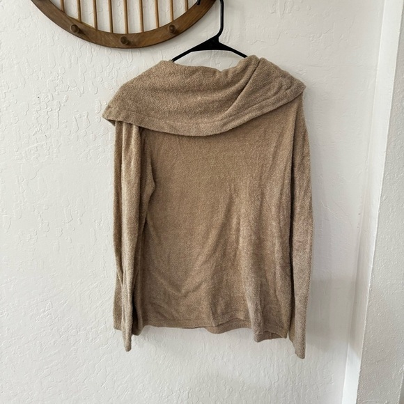 Soft Surroundings Tan Brown Cowl Neck Sherpa Teddy Pullover Sweater S - Picture 5 of 7